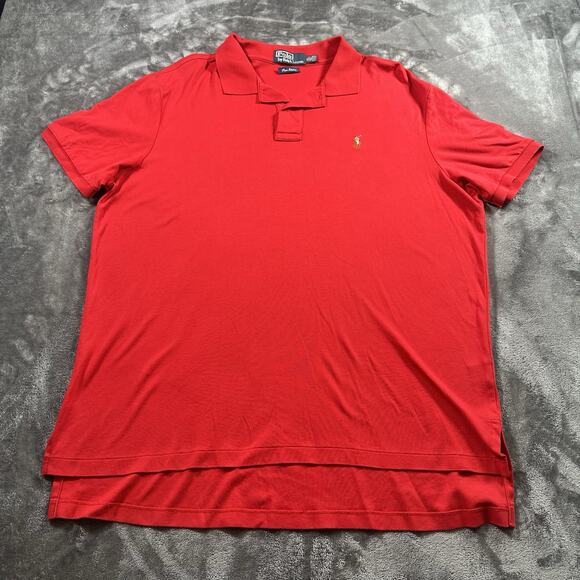 Polo Ralph Lauren Shirt Mens Large Red XL Pima Interlock Polo Rugby Preppy - Picture 1 of 8
